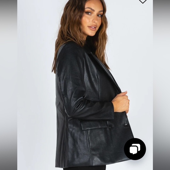 Princess Polly ELLEN FAUX LEATHER BLAZER - Picture 3 of 9